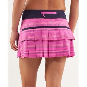 Lululemon Women's Run Pace Setter Stripe Pleated Athletic Skirt Pink 8